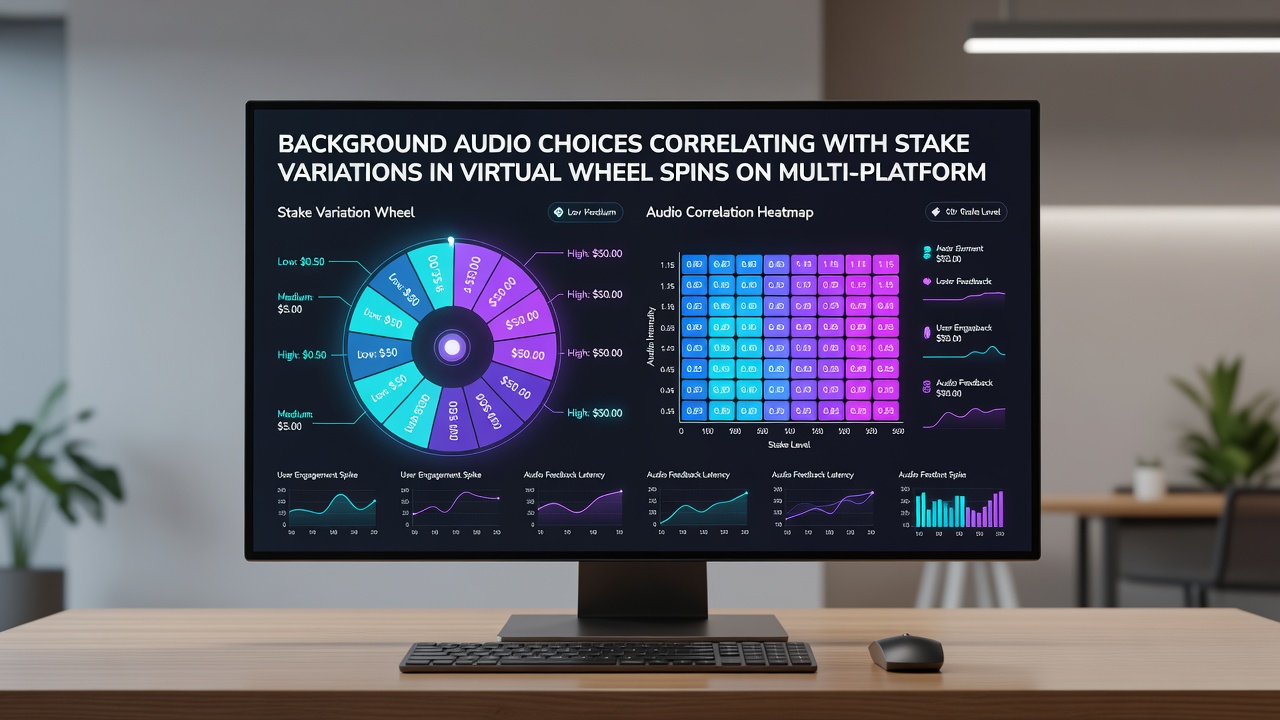 Analytics dashboard highlighting correlations between audio track selections and stake size changes during virtual wheel sessions