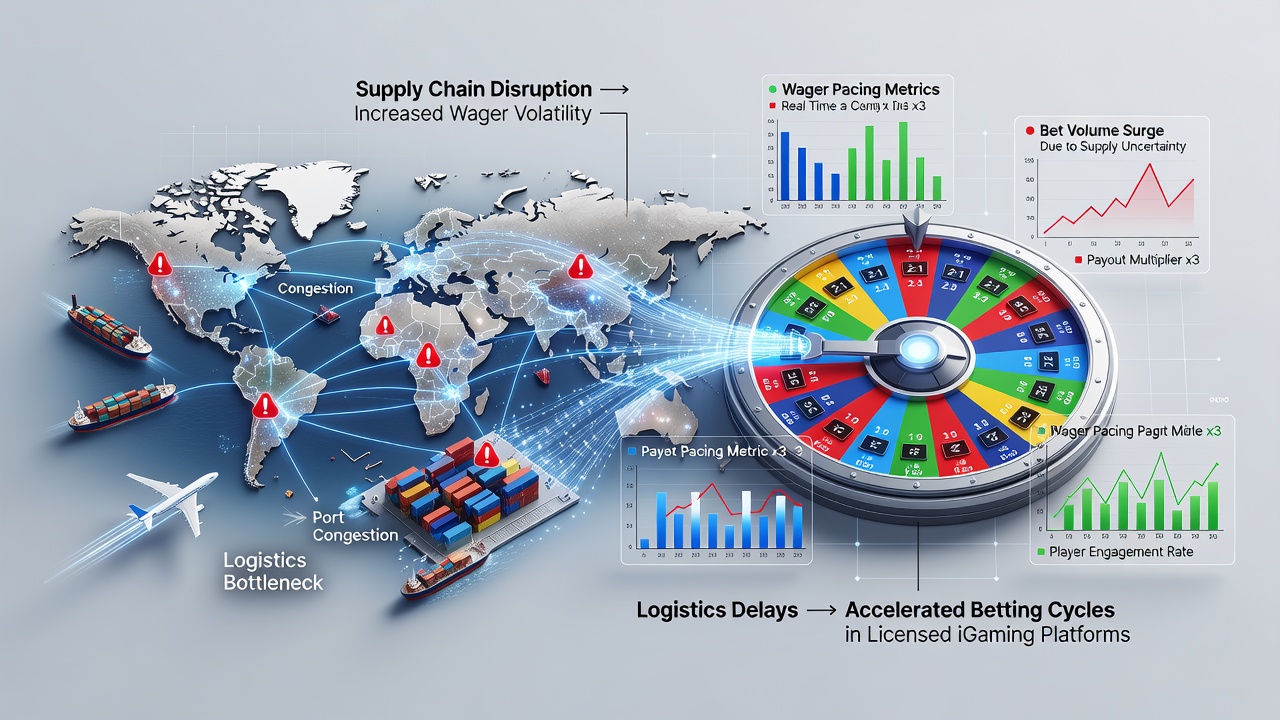Network latency metrics displayed alongside virtual wheel interfaces during supply chain affected periods