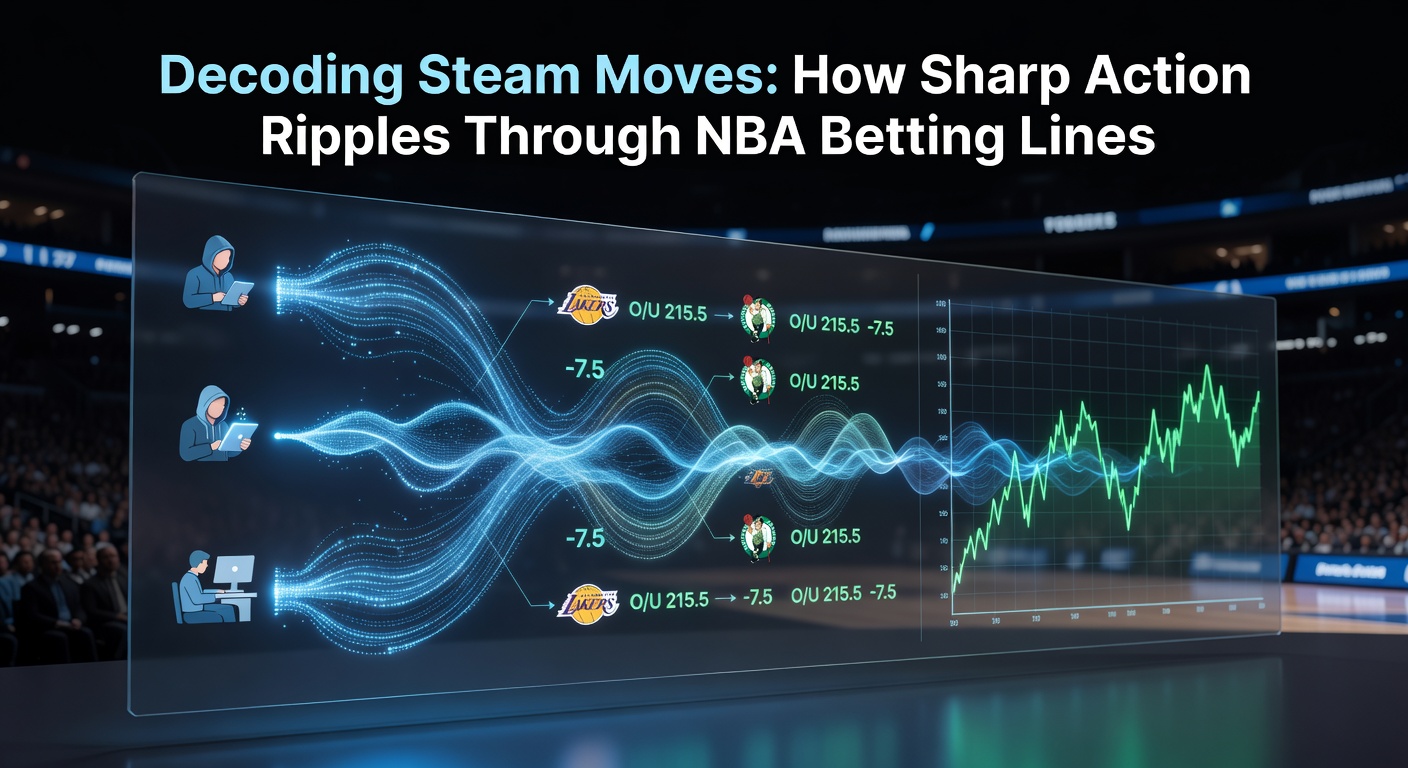 Graph showing rapid NBA betting line shifts during a high-stakes playoff game, highlighting steam-driven movements
