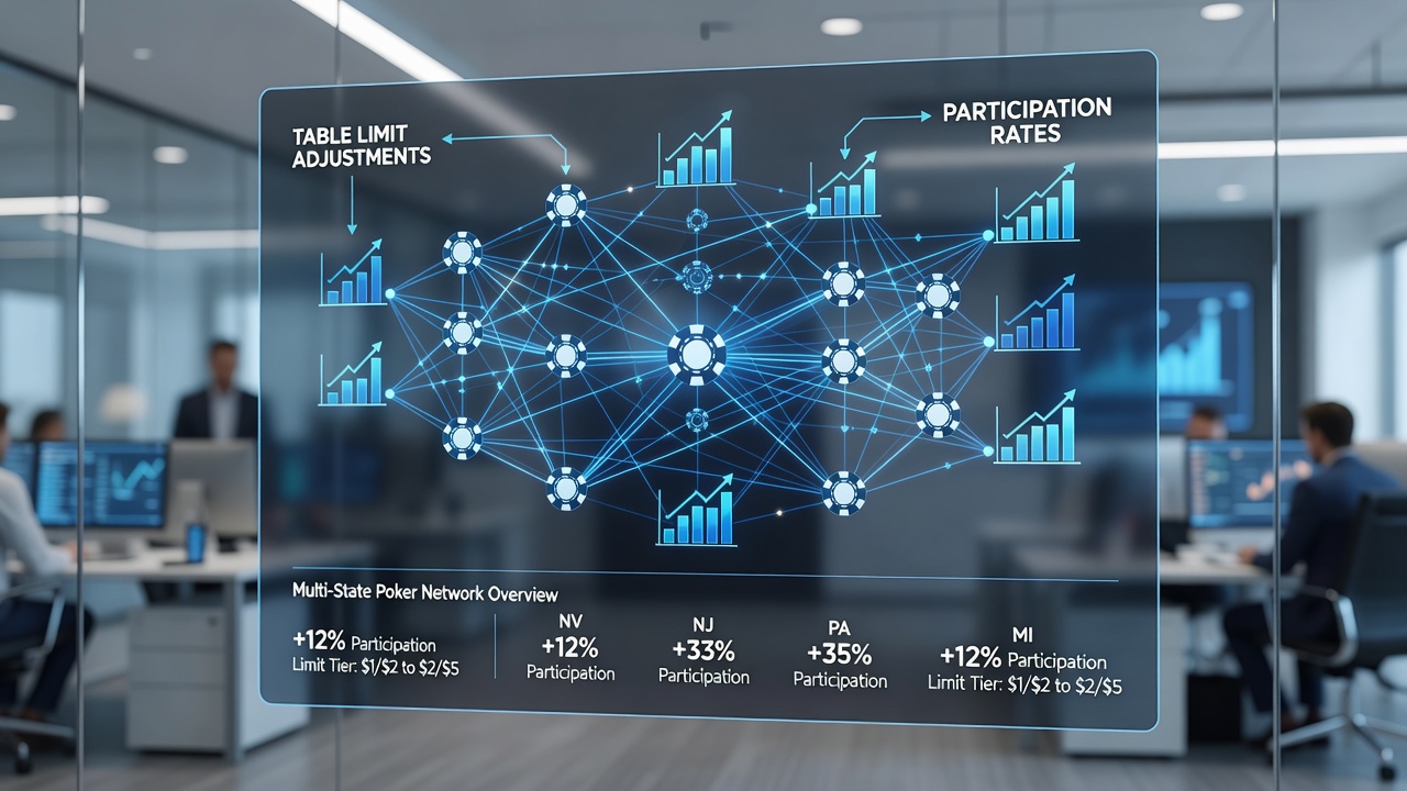 Chart displaying participation rate fluctuations following table limit modifications across connected state poker networks