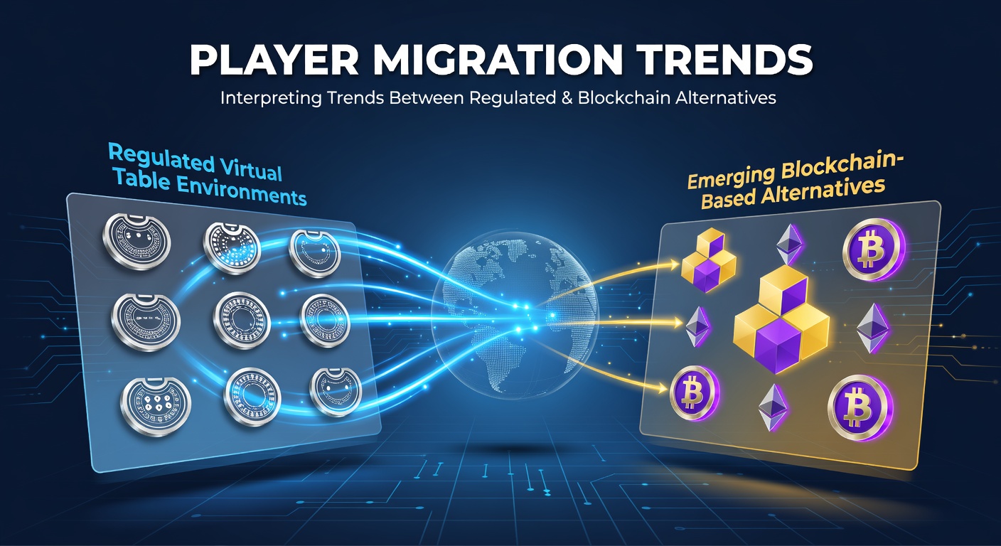 Player migration trends visualization showing movement between traditional online table games and blockchain platforms in 2026