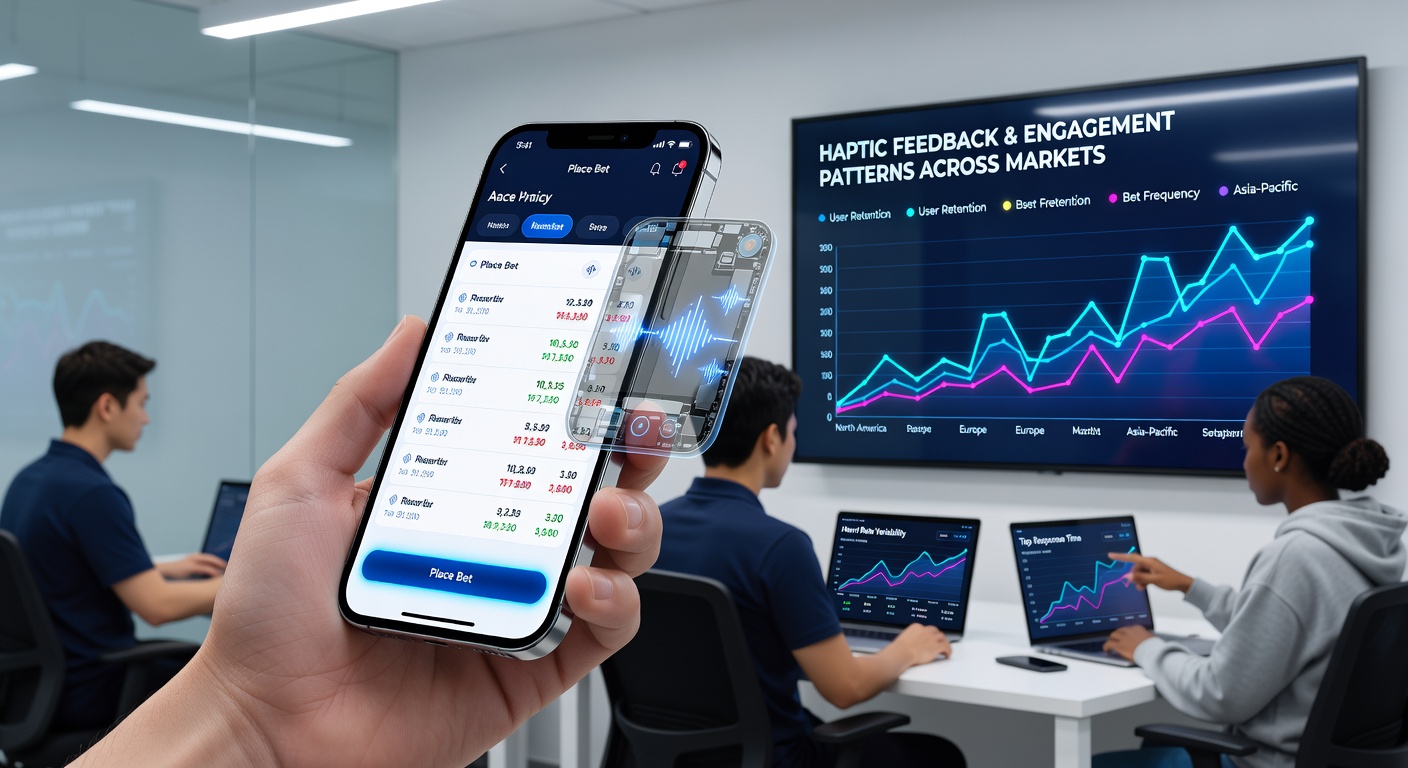 Mobile betting app screen displaying haptic feedback settings with vibration patterns for wins and bets
