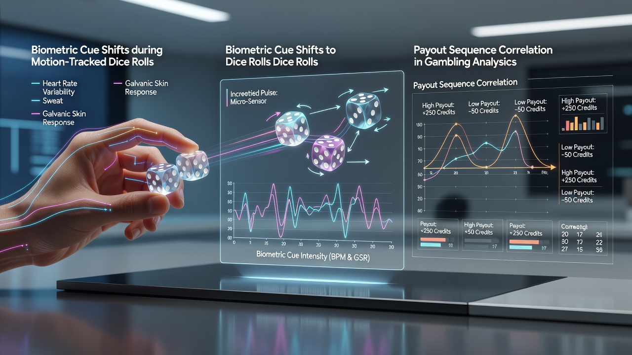 Biometric data streams synchronized with dice motion paths and resulting payout records in multi-device craps environments