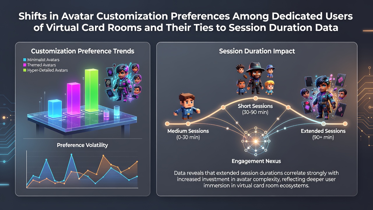 Dedicated users adjusting avatar features in a virtual card room interface during extended online sessions