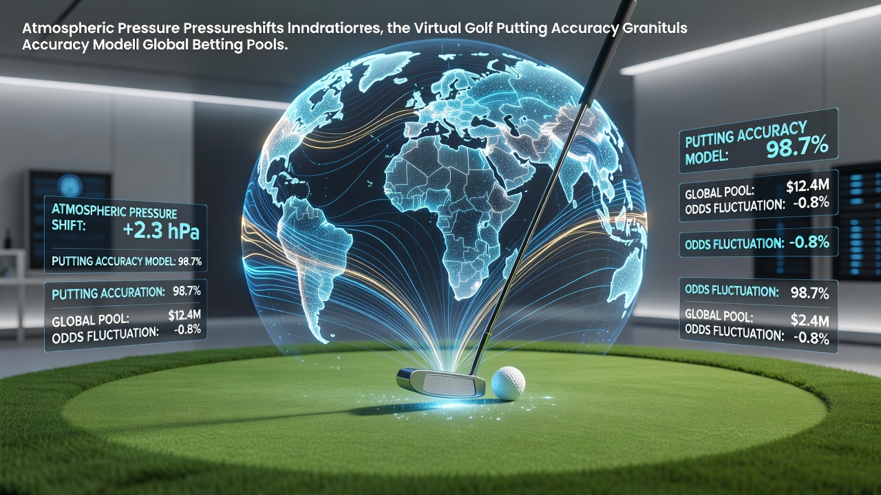 Atmospheric pressure data feeds into virtual golf simulation interfaces used by betting platforms