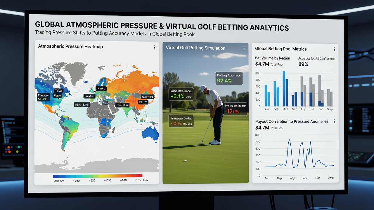 Analysts review pressure-adjusted putting probability charts for virtual golf betting markets