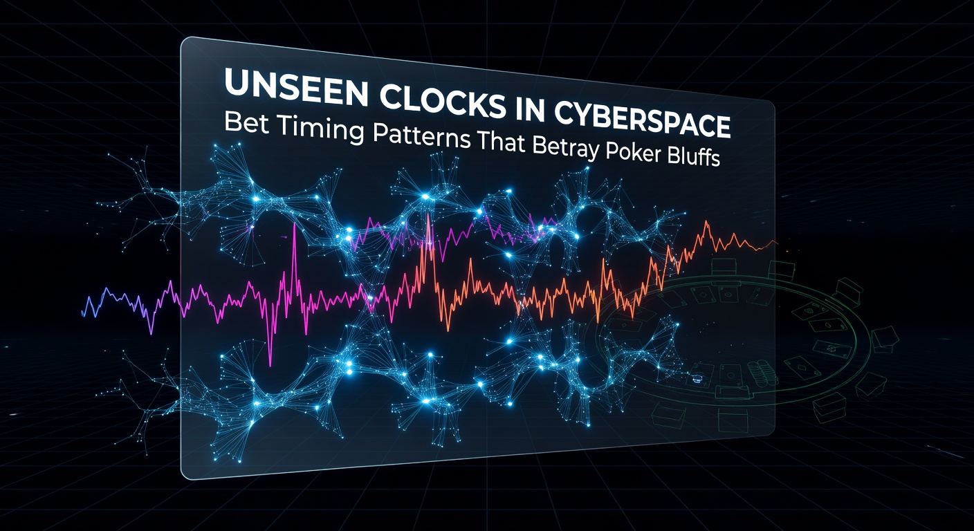Heatmap graph displaying bet timing clusters, with red zones for slow bluffs and green for fast value bets across thousands of online poker hands