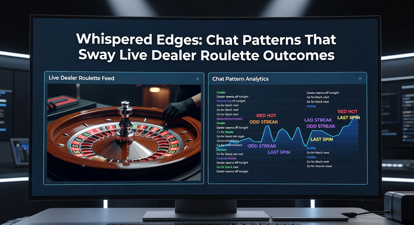 Close-up of a dealer's hand spinning the roulette wheel beside a chat panel filled with predictive player whispers and emojis, highlighting real-time social dynamics